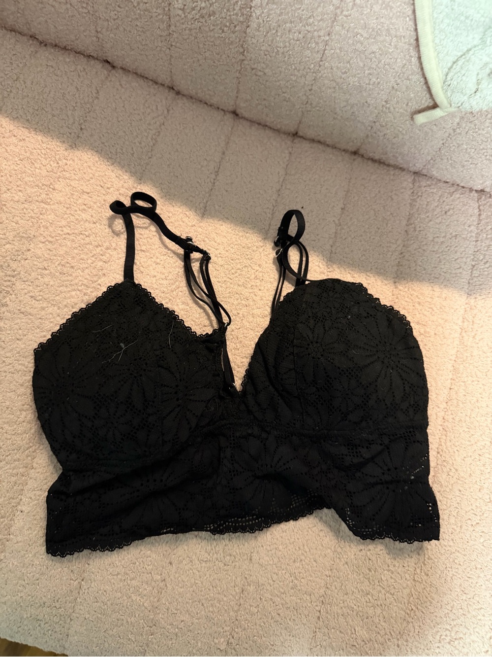 aerie Black Floral Lace Bralette